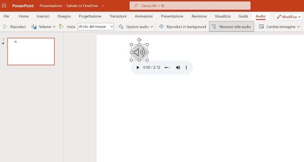 inserire musica su PowerPoint Online