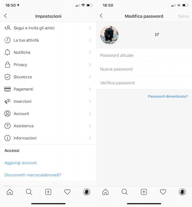 Recuperare password Instagram da smartphone