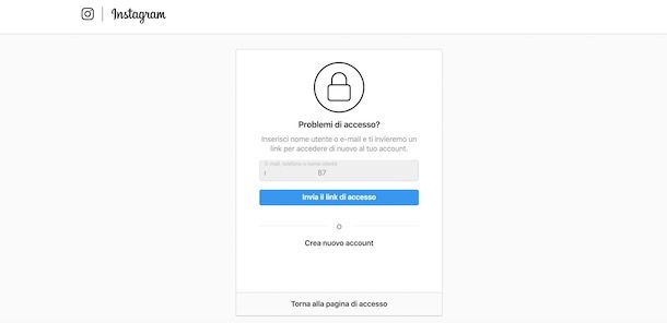 Come cancellare account Instagram senza password
