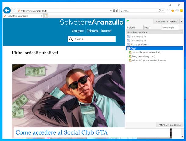Cronologia Internet Explorer 
