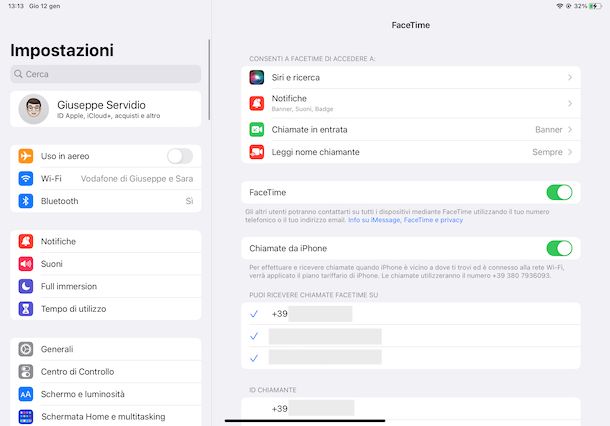 Attivare FaceTime su iPad