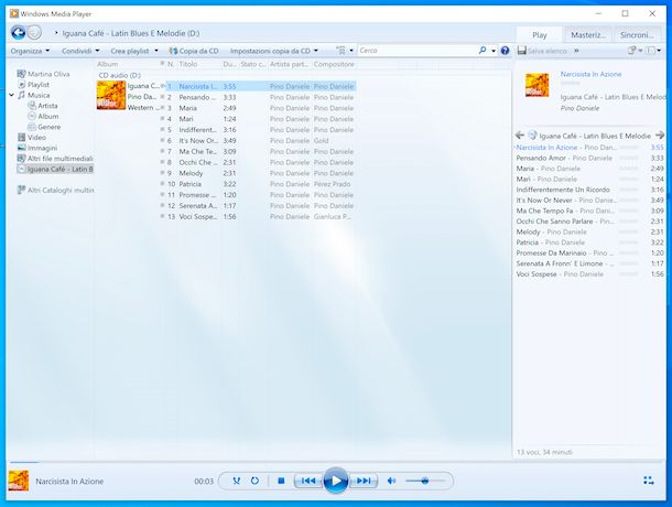 Windows Media Player copia CD