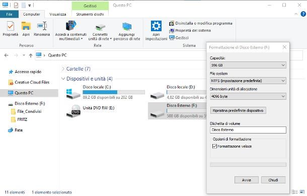 Come formattare hard disk esterno: Windows