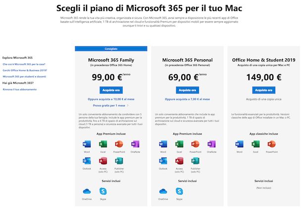 Pacchetto Office per Mac: versioni, costo e download