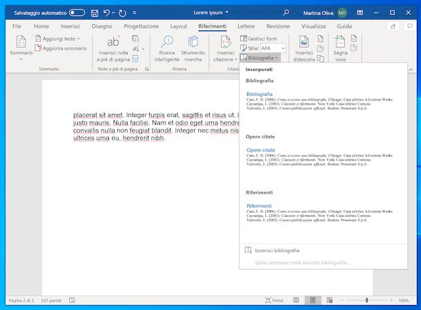 Bibliografia Word