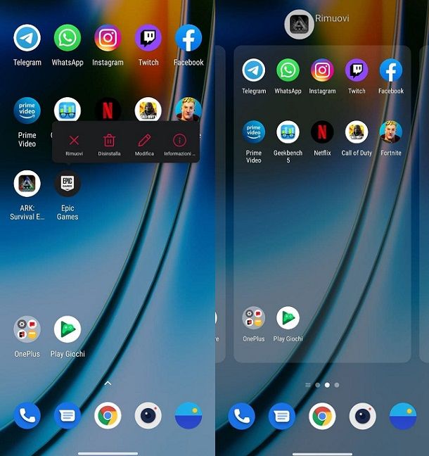 Come nascondere icone app Android OnePlus