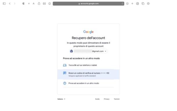 Recupero password account Google