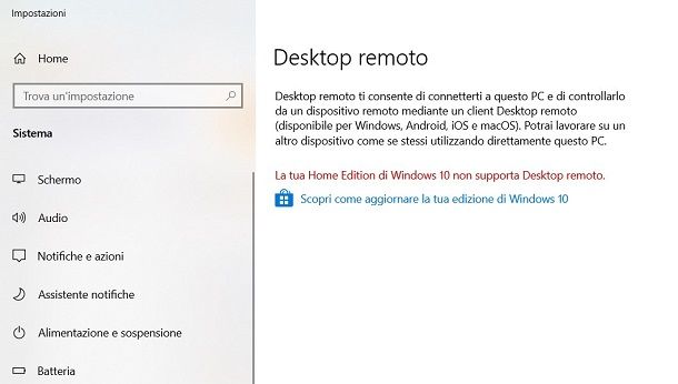 Come abilitare Desktop remoto