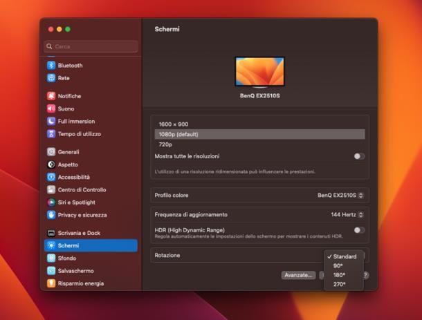 Come girare lo schermo del Mac