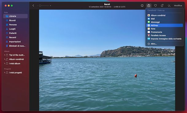 Invio foto AirDrop macOS