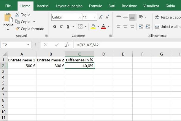 Come calcolare la variazione percentuale in Excel