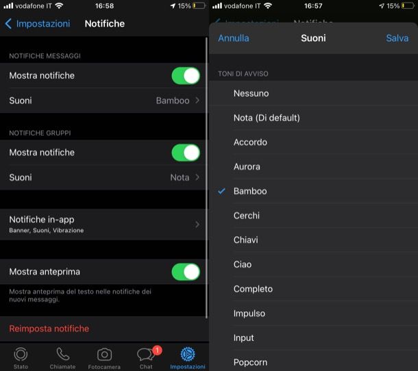 Notifiche WhatsApp iPhone