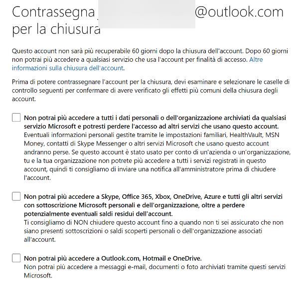 Come eliminare account Outlook