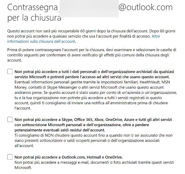Come eliminare account Outlook