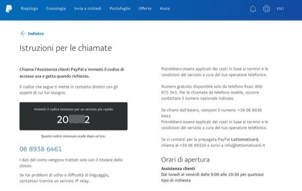 Solicita un código para contactar con PayPal por teléfono