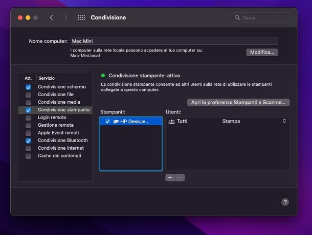 Come condividere una stampante in rete con Mac