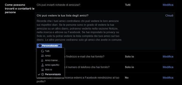 Come privatizzare la lista amici di Facebook