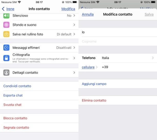 Come cancellare un contatto da WhatsApp su iPhone