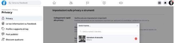 Limitare una persona su Facebook da computer