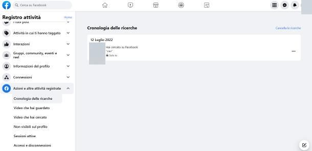 Come cancellare cronologia Facebook su computer