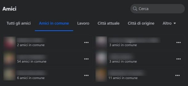 Amici in comune Facebook