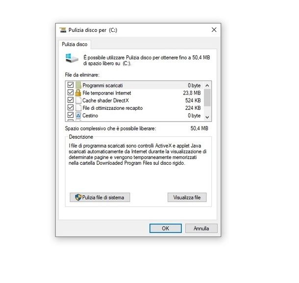 Pulizia disco Windows