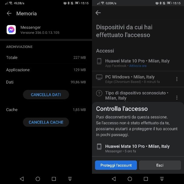 Come uscire da Messenger su Android