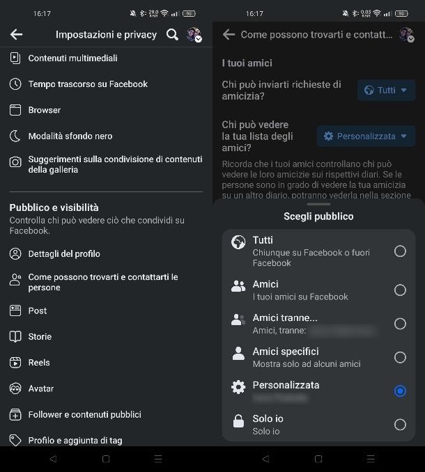 Come nascondere la lista degli amici su Facebook
