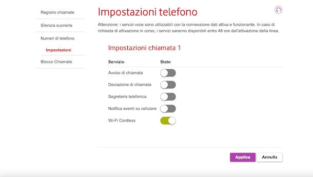 Disattivare segreteria linea fissa