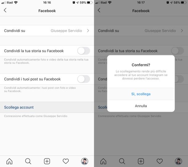 come disattivare profilo instagram