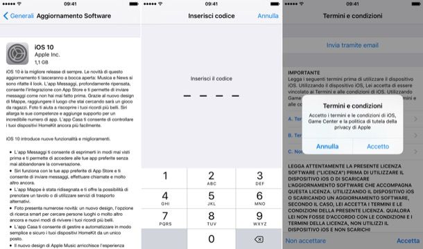 Come installare iOS 10