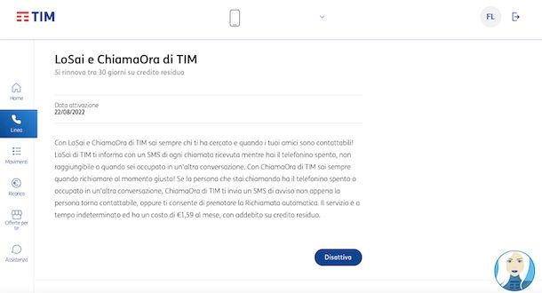 Disattivazione LoSai di TIM da PC