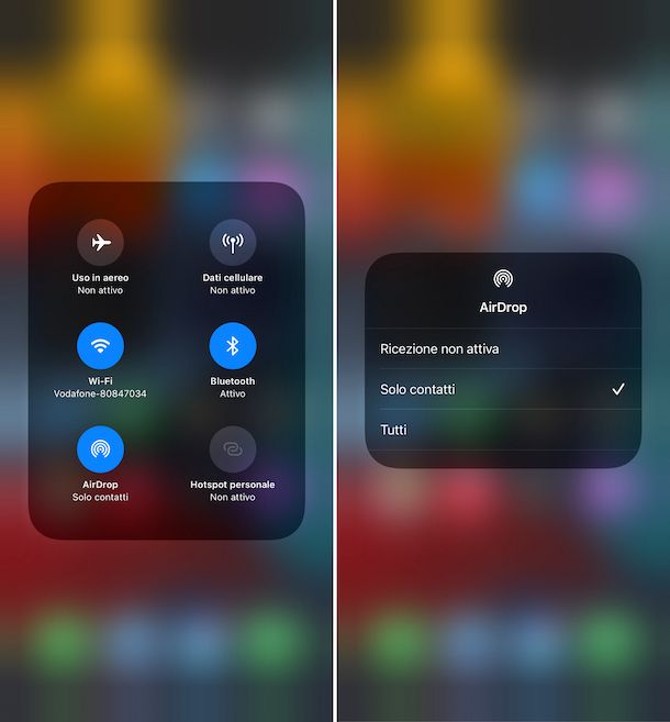 Attivazione AirDrop iOS