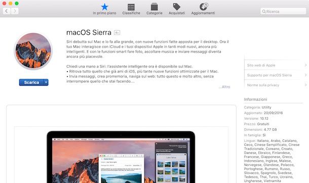 Come installare macOS Sierra