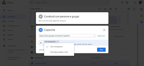 Condividere file su Drive tramite link