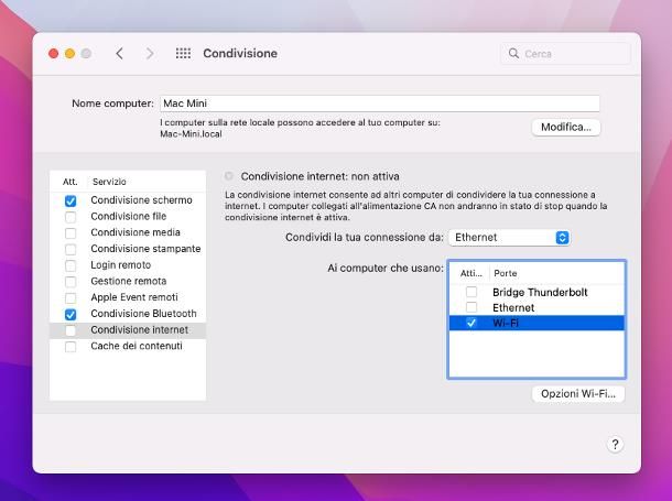 Come usare il Mac come router Wi-Fi