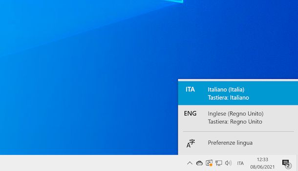 layout tastiera Windows 10