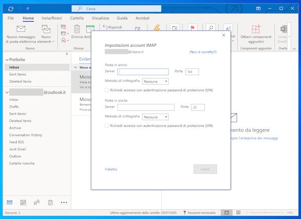 Libero Mail su Outlook