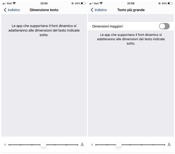 Come ingrandire i caratteri su iPhone