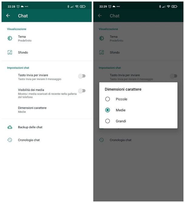 Come ingrandire i caratteri su WhatsApp