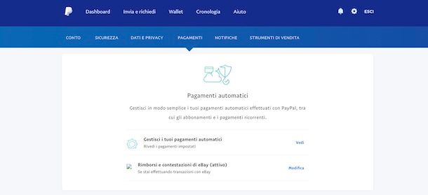 Pagamenti automatici PayPal