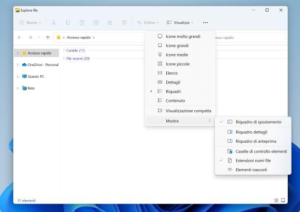Come visualizzare cartelle nascoste: Windows 11
