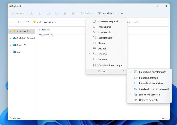 Come visualizzare cartelle nascoste: Windows 11