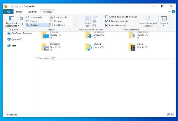 Come visualizzare cartelle nascoste: Windows 10