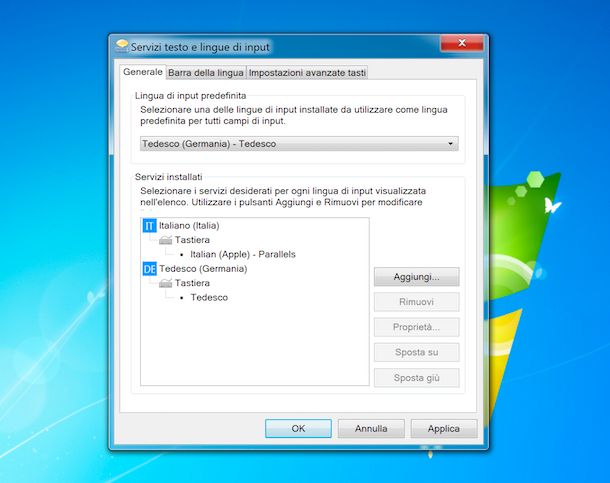 Input layout tastiera Windows 7