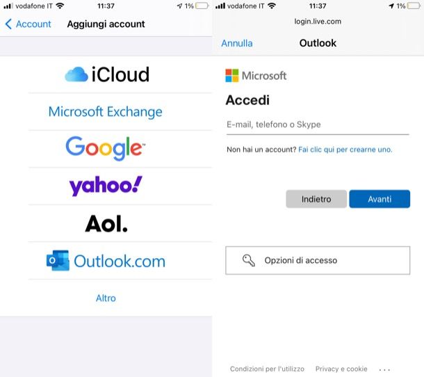 Cambiare account Microsoft su iPhone