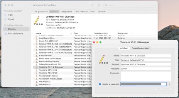 Come vedere password Vodafone Wi-Fi su Mac