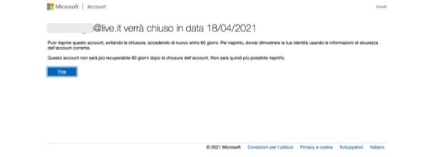 Eliminare account Microsoft