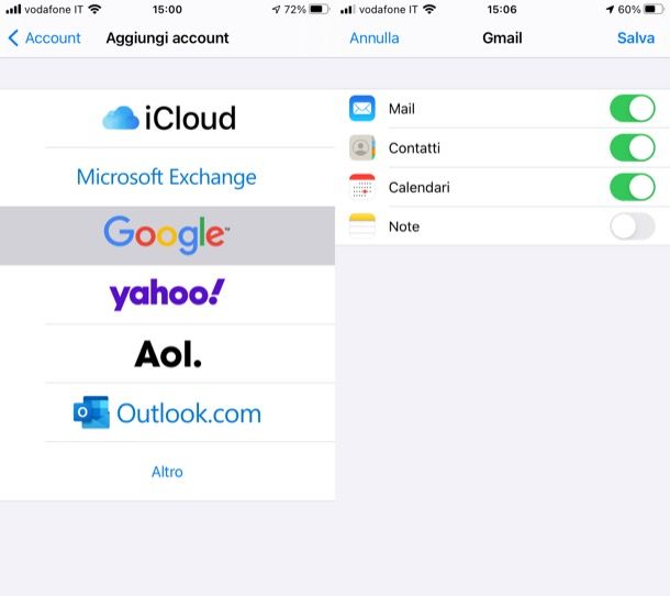 Aggiungere account Gmail su iPhone