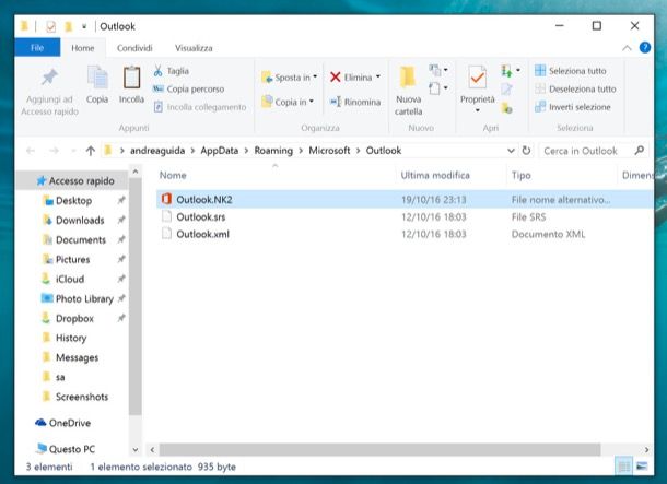 Come importare file NK2 in Outlook